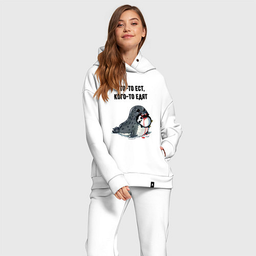 Женский костюм оверсайз Кто-то ест / Белый – фото 2