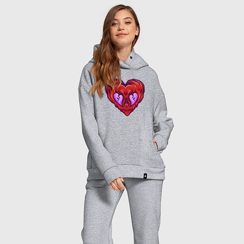 Женский костюм оверсайз Evil heart / Меланж – фото 2