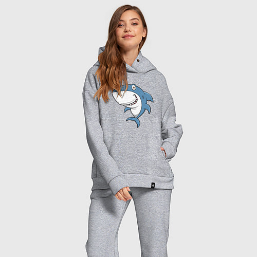 Женский костюм оверсайз Cute shark / Меланж – фото 2