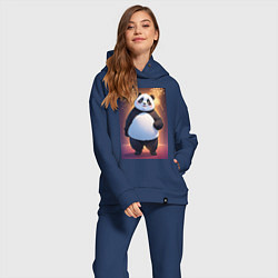 Женский костюм оверсайз Панда в свитере под салютом - ai art, цвет: тёмно-синий — фото 2