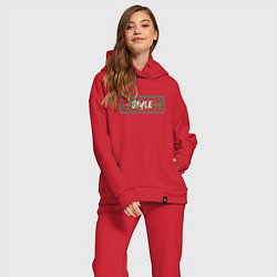Женский костюм оверсайз Urban style типографика, цвет: красный — фото 2