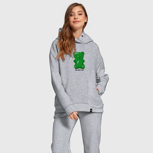 Женский костюм оверсайз Мармеладный зеленый медвежонок - do not eat / Меланж – фото 2