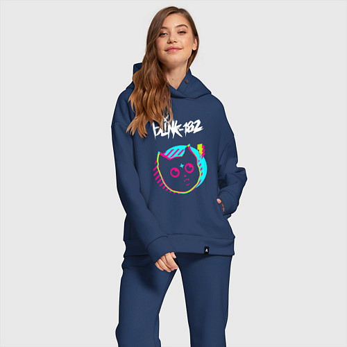 Женский костюм оверсайз Blink 182 rock star cat / Тёмно-синий – фото 2