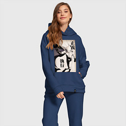 Женский костюм оверсайз Ванпанчмен Сайтама герой, цвет: тёмно-синий — фото 2