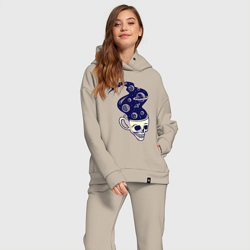 Женский костюм оверсайз Dead drink space skull / Миндальный – фото 2