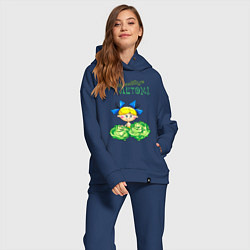 Женский костюм оверсайз Меня найдут летом - девочка, цвет: тёмно-синий — фото 2