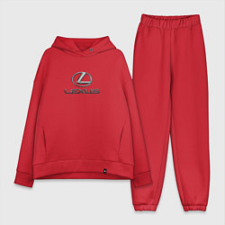 Женский костюм оверсайз Lexus авто бренд лого, цвет: красный