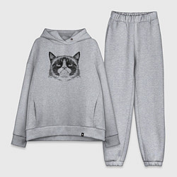 Женский костюм оверсайз Grumpy cat мем