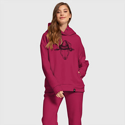 Женский костюм оверсайз Овца в новогоднем колпаке, цвет: маджента — фото 2