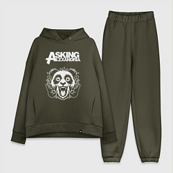 Женский костюм оверсайз Asking Alexandria rock panda, цвет: хаки