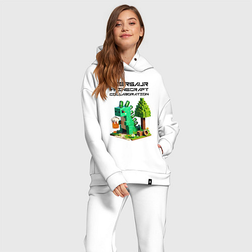 Женский костюм оверсайз Collaboration of Minecraft and beersaur - ai art / Белый – фото 2