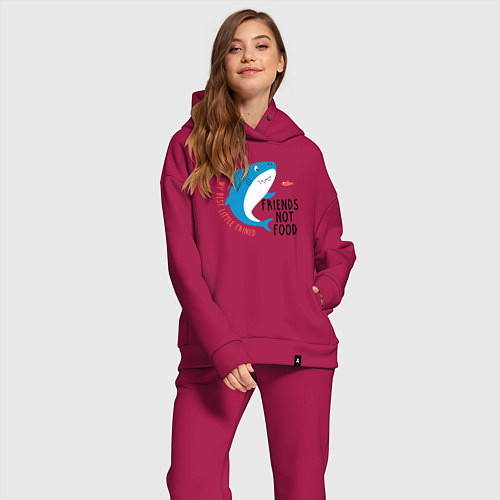 Женский костюм оверсайз Мой лучший маленький друг не еда / Маджента – фото 2