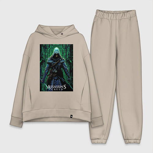 Женский костюм оверсайз Assassins creed стиль матрицы / Миндальный – фото 1