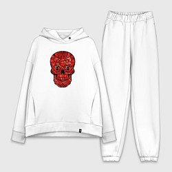 Женский костюм оверсайз Red decorative skull, цвет: белый