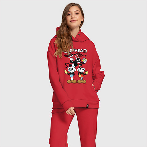 Женский костюм оверсайз Cups and devil / Красный – фото 2