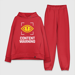 Женский костюм оверсайз Content Warning logo, цвет: красный