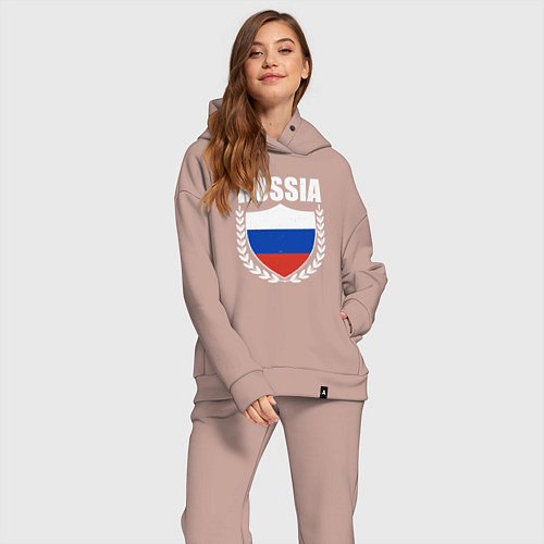 Женский костюм оверсайз Russian flag / Пыльно-розовый – фото 2