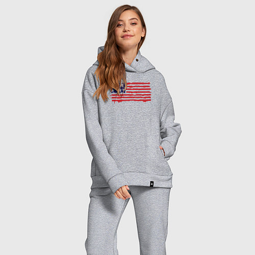 Женский костюм оверсайз USA patriot / Меланж – фото 2