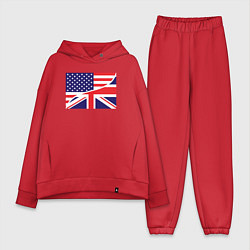 Женский костюм оверсайз США и Великобритания, цвет: красный