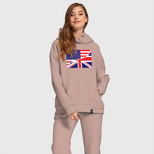 Женский костюм оверсайз США и Великобритания / Пыльно-розовый – фото 2
