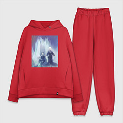 Женский костюм оверсайз Жизнь с нуля в альтернативном мире, цвет: красный