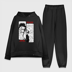 Женский костюм оверсайз Сукуна и Годжо - Магическая битва, цвет: черный