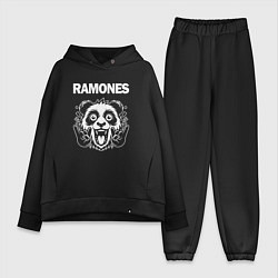 Женский костюм оверсайз Ramones rock panda, цвет: черный