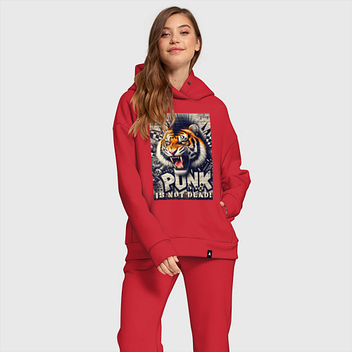 Женский костюм оверсайз Cool tiger - punks not dead / Красный – фото 2