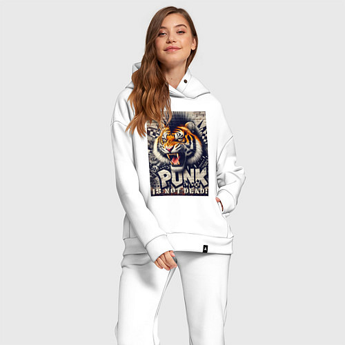 Женский костюм оверсайз Cool tiger - punks not dead / Белый – фото 2