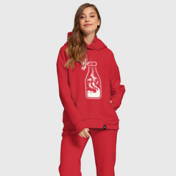 Женский костюм оверсайз Космос в бутылочке, цвет: красный — фото 2