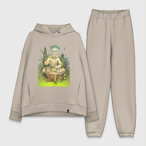 Женский костюм оверсайз Сэнку Исигами / Миндальный – фото 1