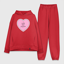 Женский костюм оверсайз Cute but psycho pink heart, цвет: красный