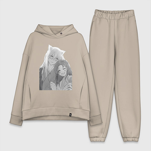 Женский костюм оверсайз Очень приятно Бог Томоэ / Миндальный – фото 1