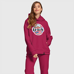 Женский костюм оверсайз Style USA, цвет: маджента — фото 2