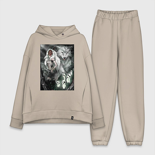 Женский костюм оверсайз Принцесса Мононоке духи / Миндальный – фото 1