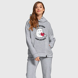 Женский костюм оверсайз Белый кот с пилой, цвет: меланж — фото 2