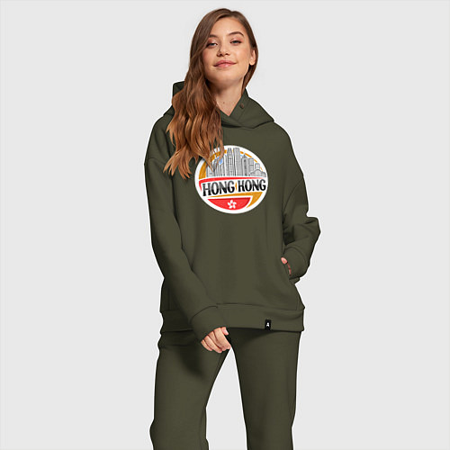 Женский костюм оверсайз Мегаполис Гонконг / Хаки – фото 2