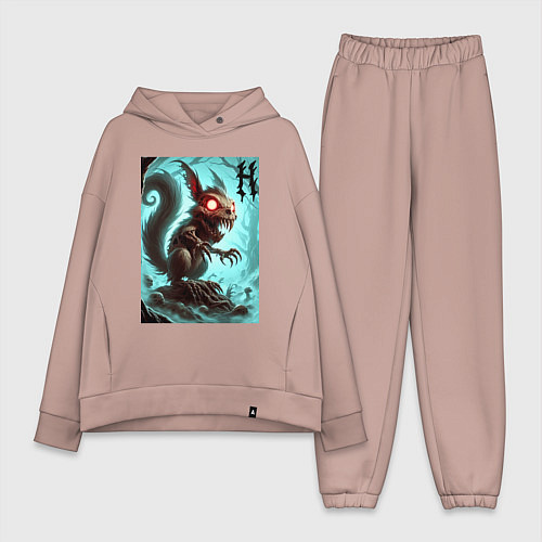 Женский костюм оверсайз Жуткая белка - хэллоуин / Пыльно-розовый – фото 1