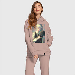 Женский костюм оверсайз Человек-бензопила Кига одна из четырех всадников, цвет: пыльно-розовый — фото 2