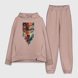 Женский костюм оверсайз Дикий волк картина