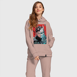 Женский костюм оверсайз Кайдзю номер восемь Кафка Хибино силы обороны, цвет: пыльно-розовый — фото 2