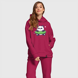 Женский костюм оверсайз Панда в надувном круге, цвет: маджента — фото 2
