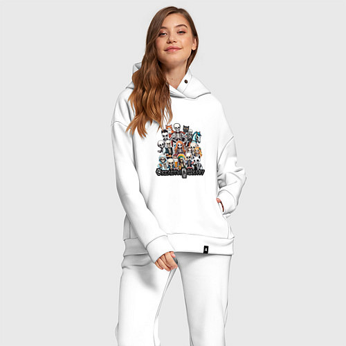 Женский костюм оверсайз Стикеры со скелетами / Белый – фото 2