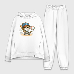 Женский костюм оверсайз Котёнок крутой баттер бейсбольной команды - нейрос