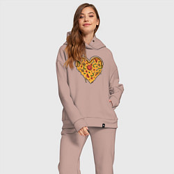 Женский костюм оверсайз Pizza heart, цвет: пыльно-розовый — фото 2