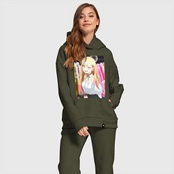 Женский костюм оверсайз Эта фарфоровая кукла влюбилась, цвет: хаки — фото 2