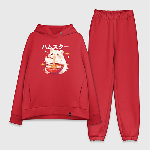 Женский костюм оверсайз A hamster eats noodles / Красный – фото 1