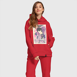 Женский костюм оверсайз Магическая битва Тодзи Фусигуро сильнейший, цвет: красный — фото 2