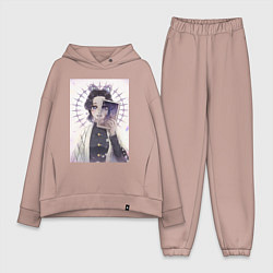 Женский костюм оверсайз Клинок, рассекающий демонов Синобу Котё, цвет: пыльно-розовый