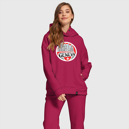 Женский костюм оверсайз Switzerland country / Маджента – фото 2